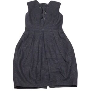 Roni NYC scalloped neck black shimmer dress with pockets size medium‎